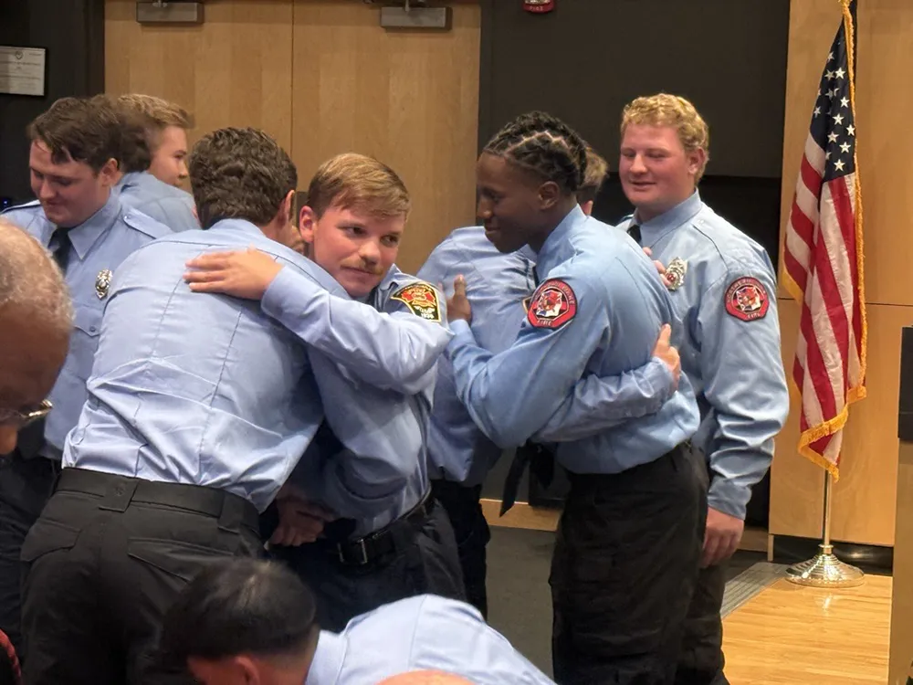 Twenty cadets graduated from the Career in a Year Fire Academy, a partnership between Wake Tech and Wake County, on June 18, 2025.