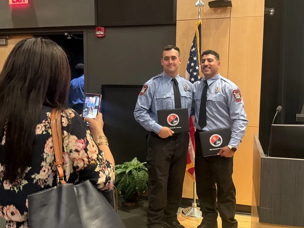 Twenty cadets graduated from the Career in a Year Fire Academy, a partnership between Wake Tech and Wake County, on June 18, 2025.