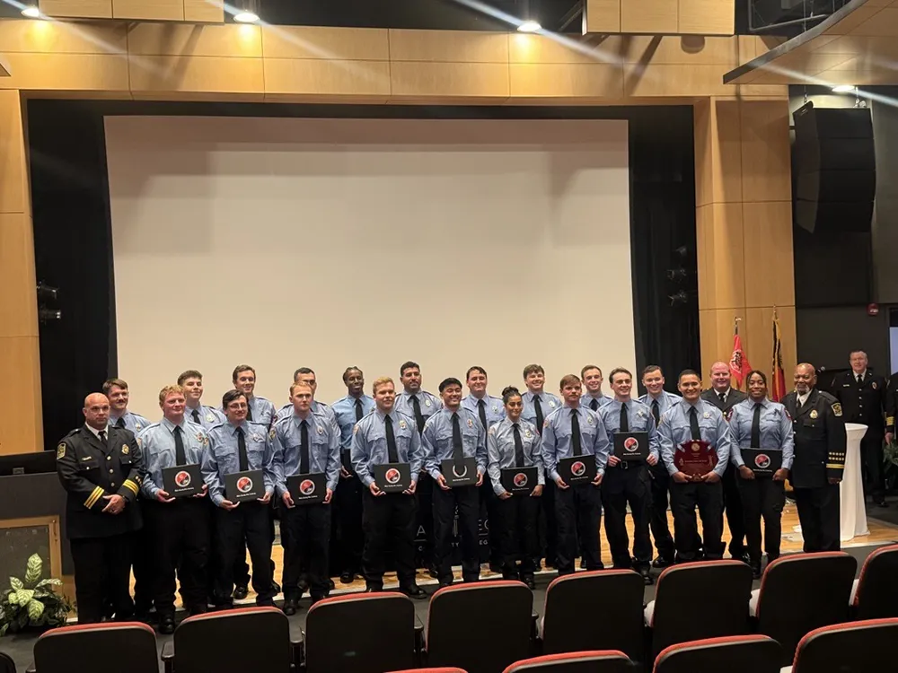 Twenty cadets graduated from the Career in a Year Fire Academy, a partnership between Wake Tech and Wake County, on June 18, 2025.