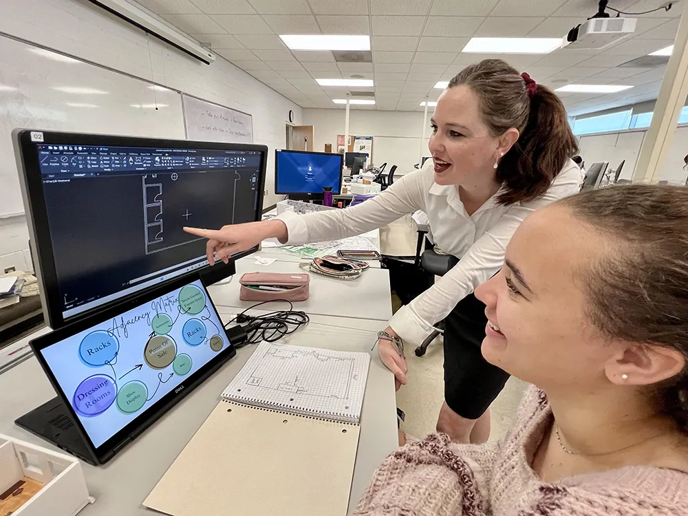 Interior Design students work on plans for a Wake County nonprofit.
