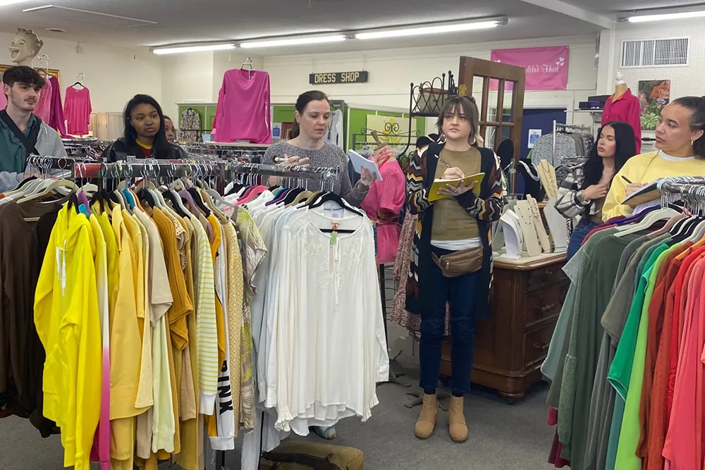 Interior Design students work on plans for a Wake County nonprofit.