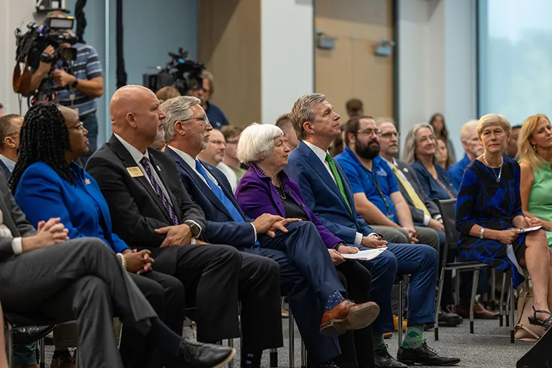 U.S. Treasury Secretary Janet Yellen learns about Wake Tech's commitment to sustainability and renewable energy during a visit to the college.