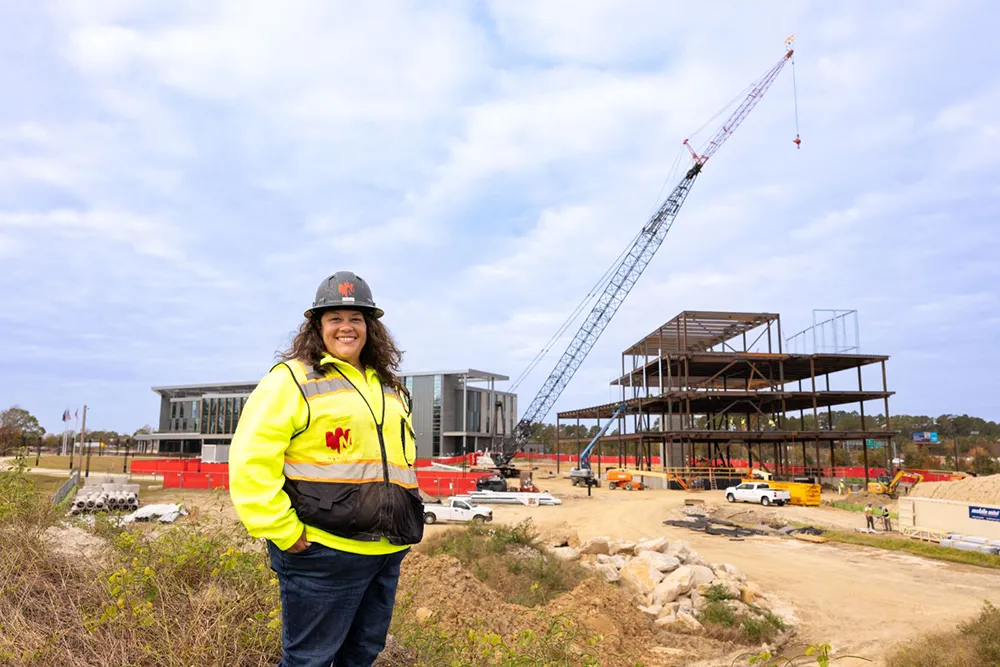 Wake Tech graduate Kimberly Lewis works on the Wake Tech East site.