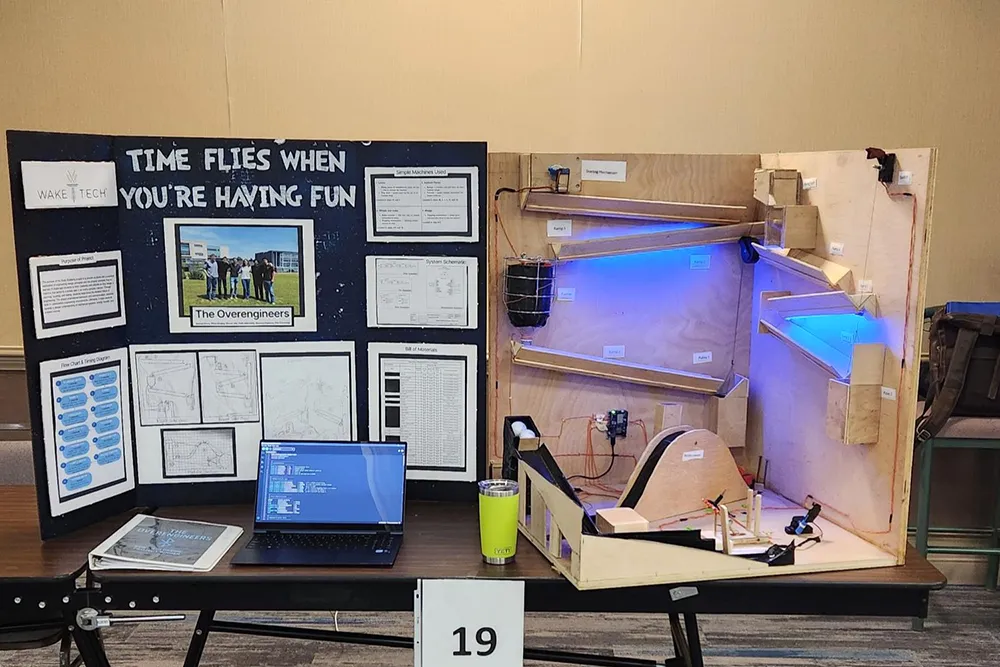 Over-Engineers won first place in the Rube Goldberg Machine Competition., 