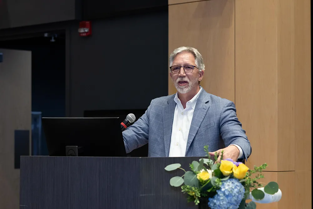 Wake Tech President Dr. Scott Ralls speaks at the annual Student Leadership and Torch Award ceremony.