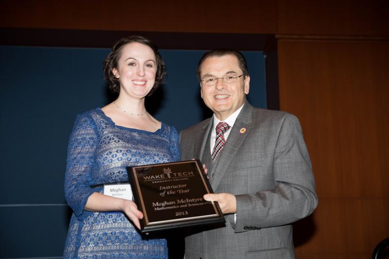 Meghan McIntyre, Instructor of the Year; Dr. Stephen Scott, WTCC President