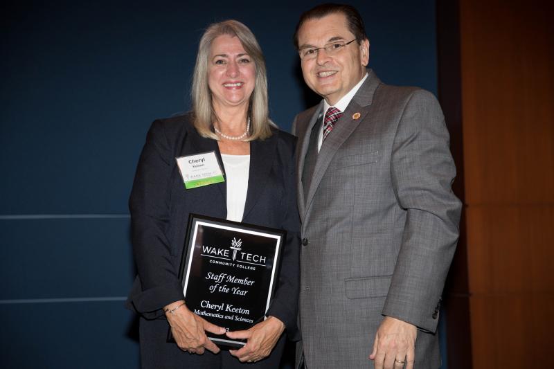 Cheryl Keeton, Staff Member of the Year; Dr. Stephen Scott, WTCC President