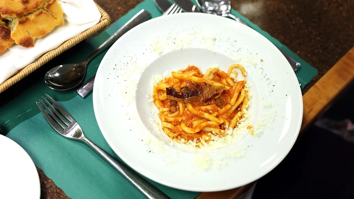 The menu for "Ciao Down" featured several courses of traditional Roman cuisine.
