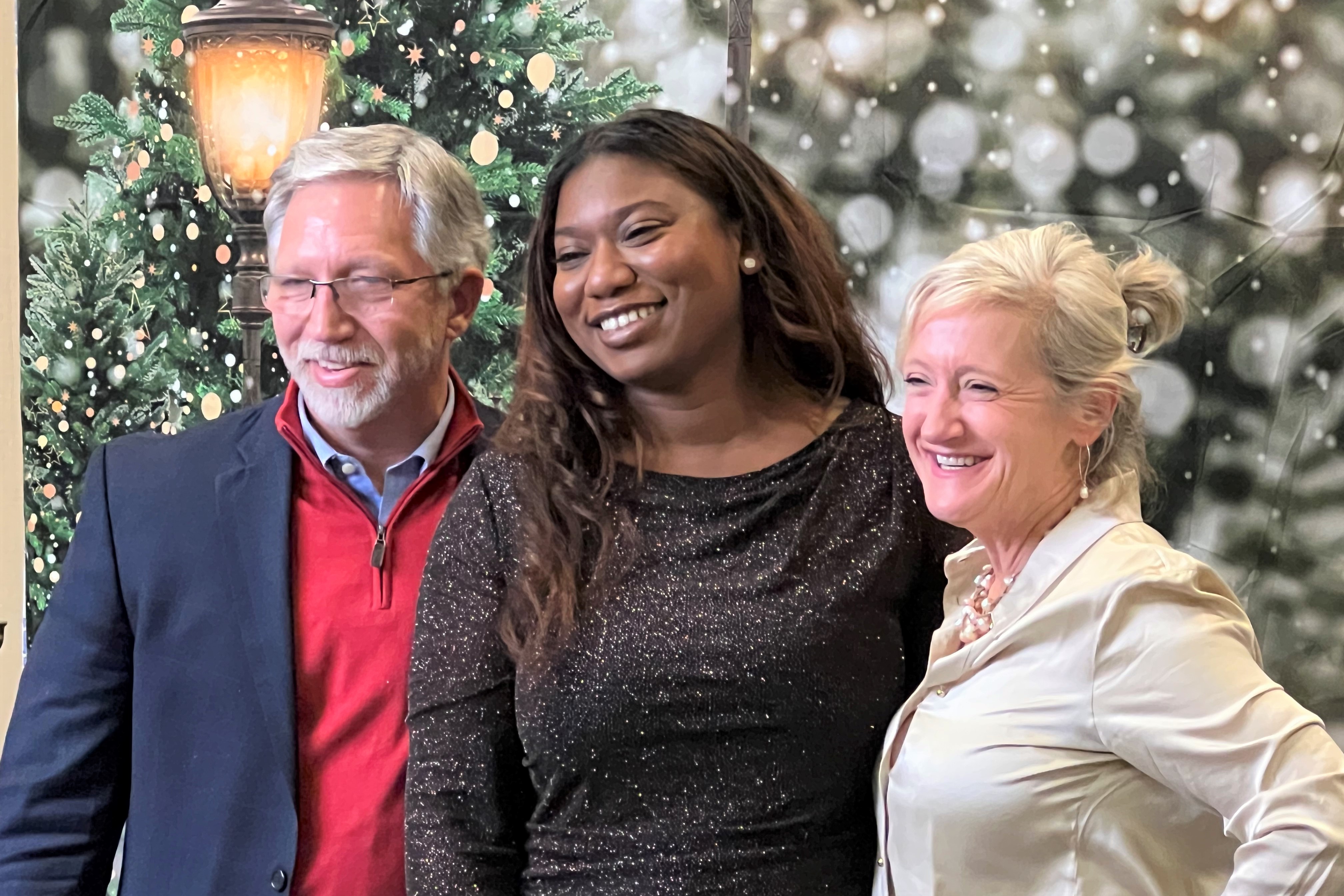 Wake Tech President Dr. Scott Ralls and his wife Lisa Ralls, Khadijah Scarborough, FBF student 