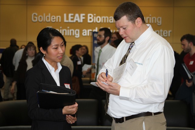 Biotech Students Network with Potential Employers