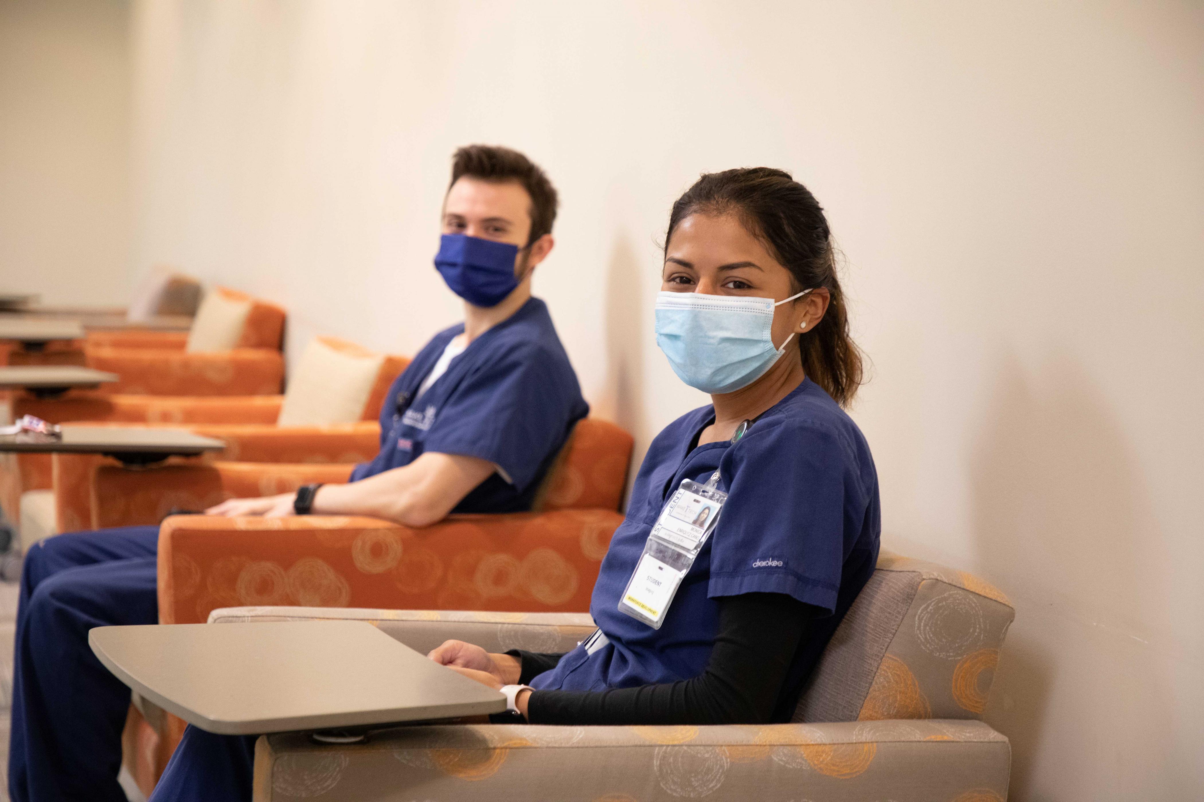 Students at Perry Health Sciences Campus Wearing Masks