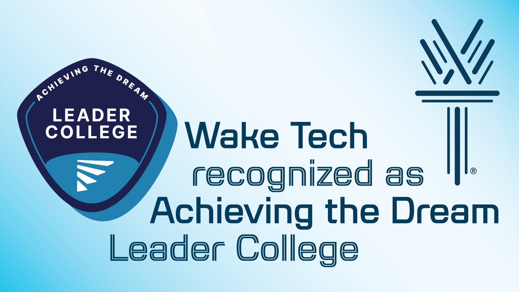 Graphic stating Wake Tech Recognized as Achieving the Dream Leader College