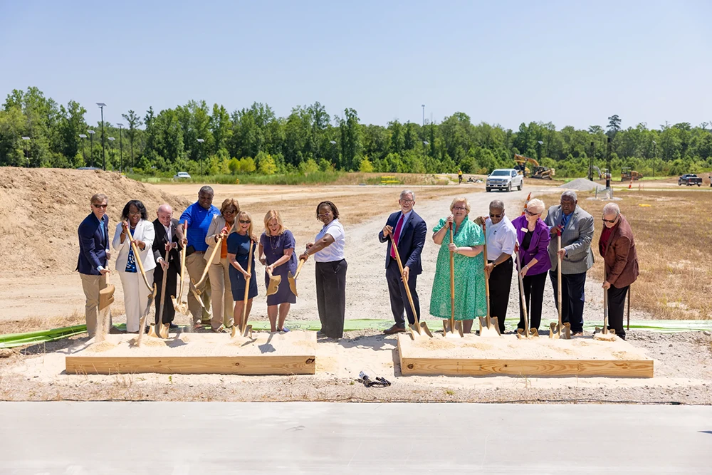 Wake Tech administrators and local dignitaries break ground on the Advanced Technology Center at Wake Tech East.