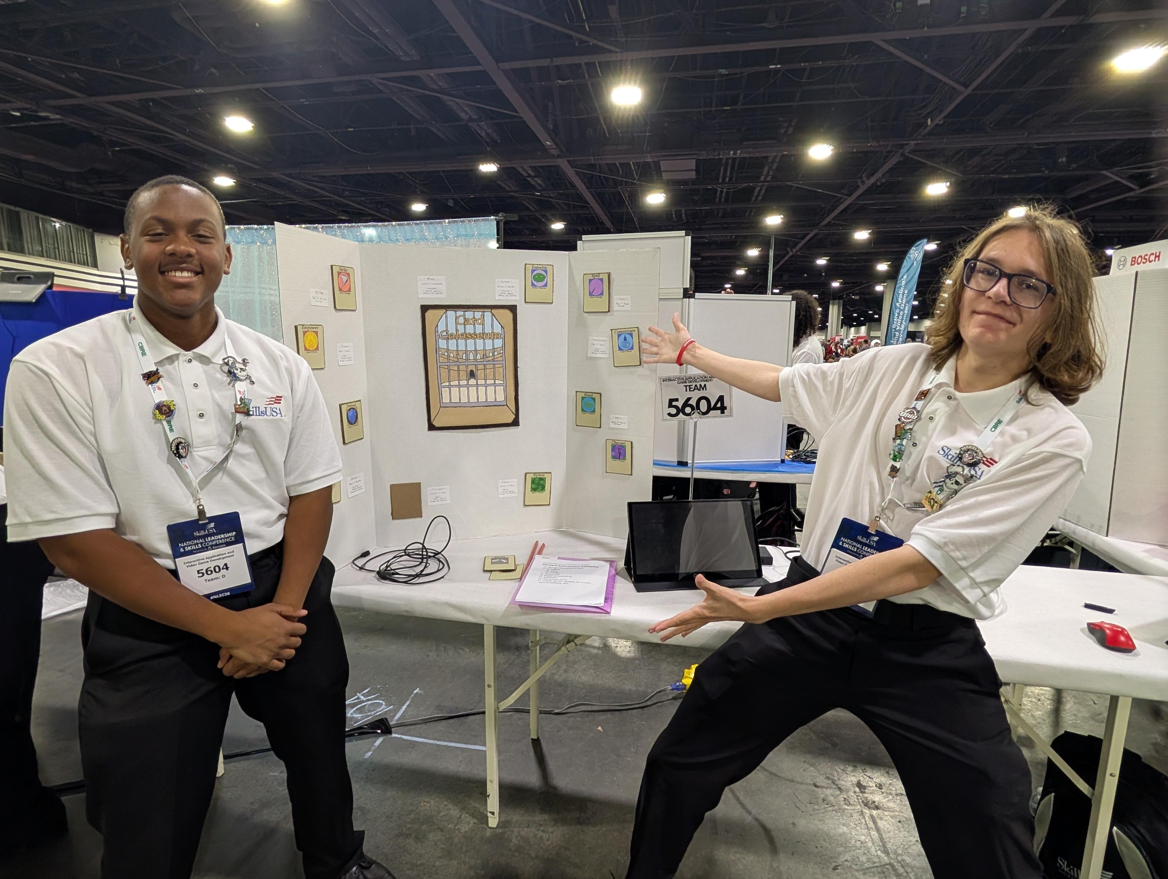 Image shows students showing off projects at SkillsUSA Nationals.