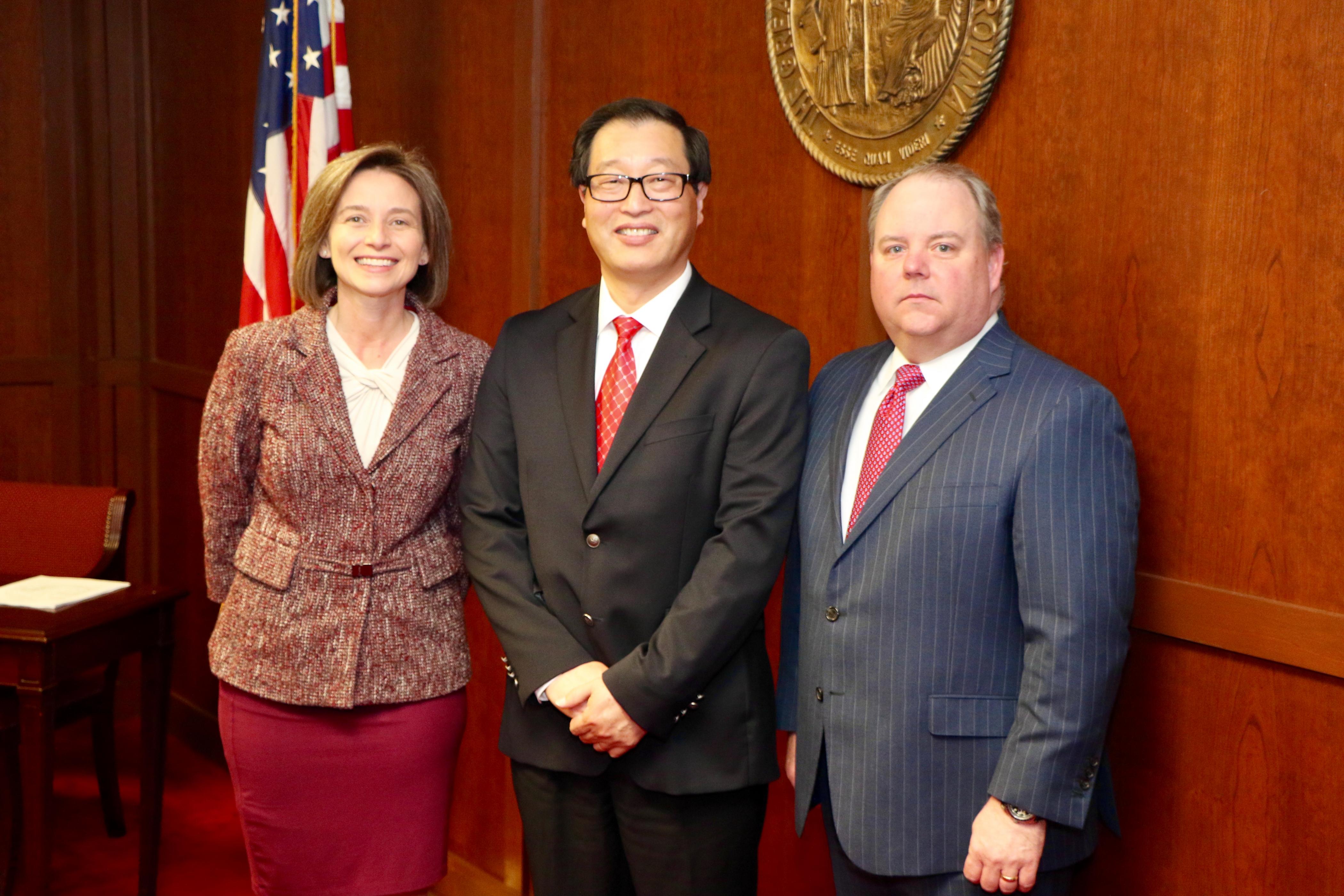 Jennifer Haygood, NCCCS Acting President; Kai Wang, Wake Tech Sr. Dean of Innovation; Scott Shook, SBCC Chair