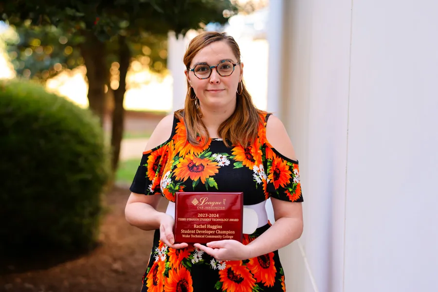 Game Development student Rachel Huggins won the Terry O'Banion Student Developer Champion Award from the League for Innovation in the Community College.