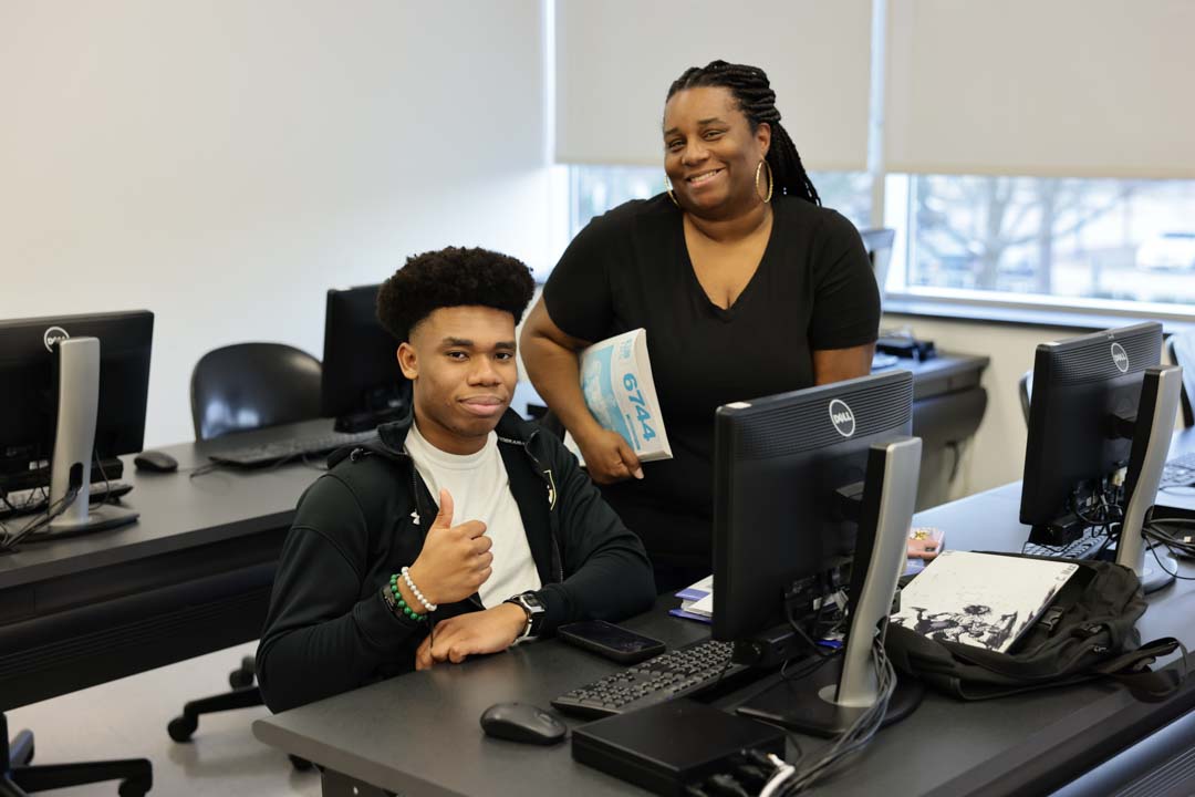 Wake Tech accounting students volunteer to help classmates file their tax returns.