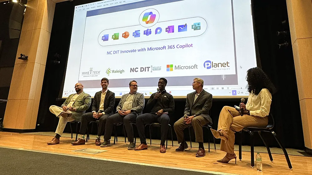 Panelists share insights on a range of artificial intelligence topics during NC DIT Innovation Day, held on Scott Northern Wake Campus on June 10, 2025.