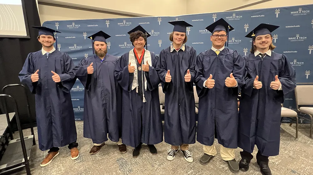 Six Wake Tech students who began their apprenticeships in high school are beginning new engineering and automotive careers after graduating from the college and their apprenticeship programs.