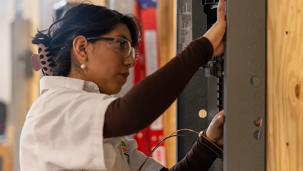 Student learning electrical skills