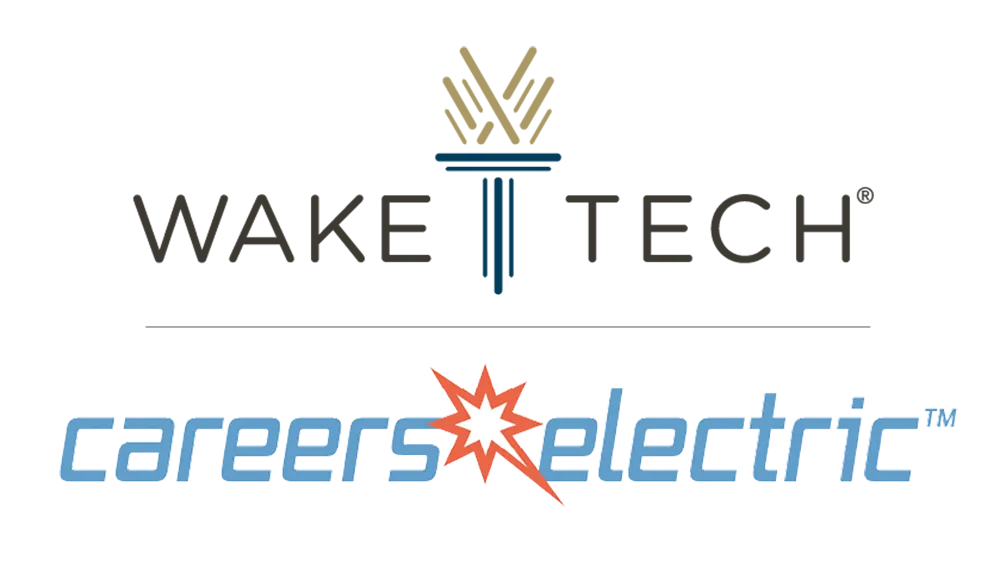 Graphic of Wake Tech and Careers Electric logos