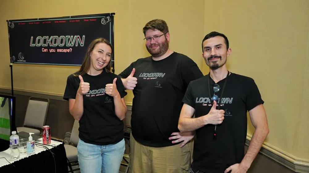 Image of three Wake Tech students that created an original video game