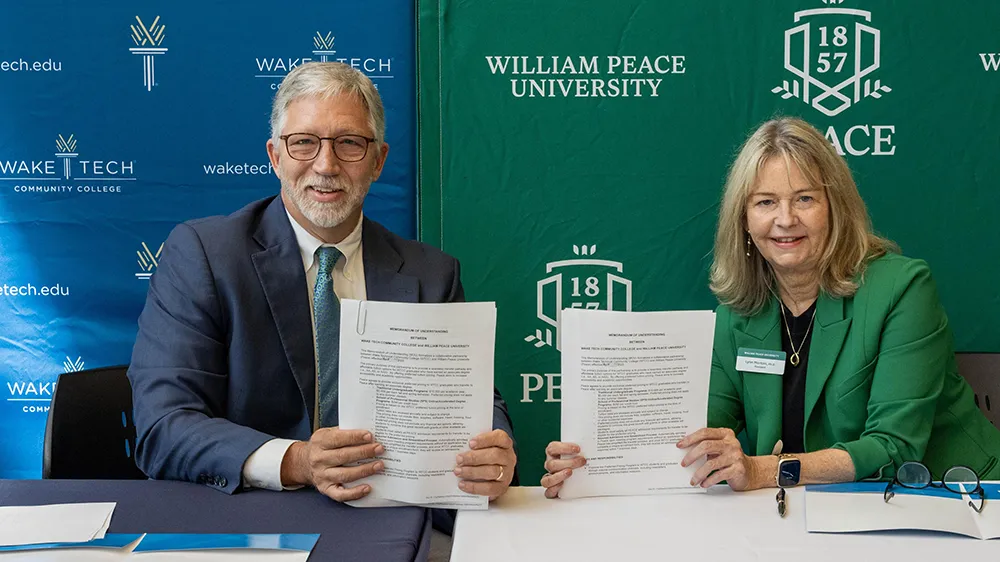 Dr. Scott Ralls, Wake Tech President & Dr. Lynn Morton, William Peace University President