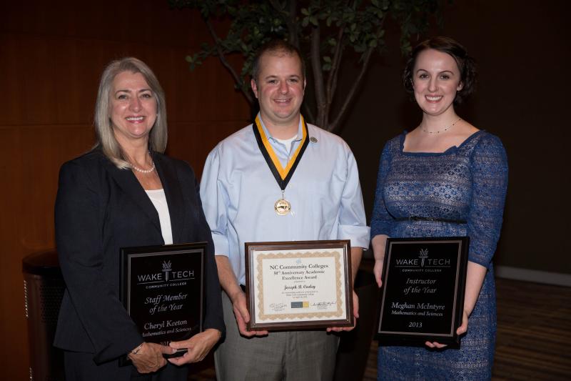 Cheryl Keeton, Dean of Mathematics & Sciences; Joe Cooley, Student; Meghan McIntyre, Math Instructor