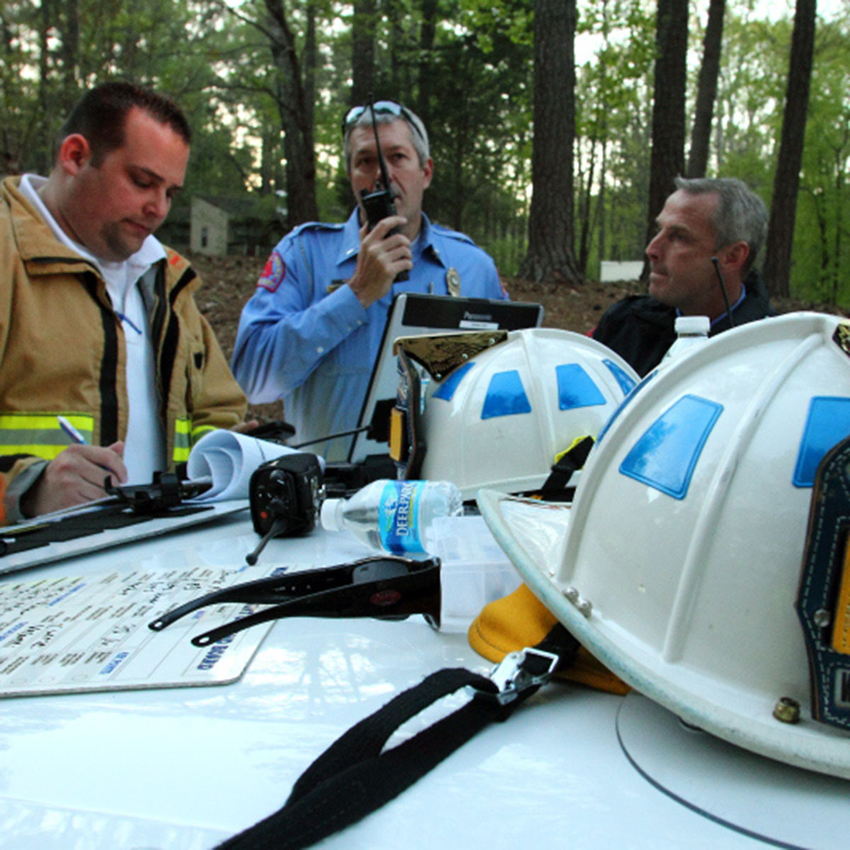 Wake County firefighters and law enforcement. Photo courtesy of Mike Legeros.