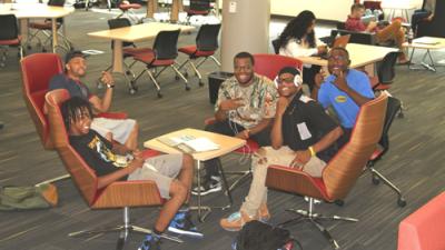 Dr Stephen C. Scott greets new students at the Northern Wake Campus