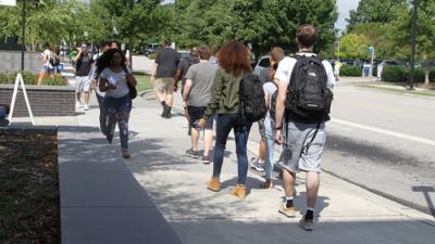 Dr Stephen C. Scott greets new students at the Northern Wake Campus