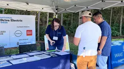 Electric vehicles are celebrated during a car show at the Hendrick Center for Automotive Excellence on Scott Northern Wake Campus.