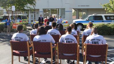 Wake County EMS teamed up with Wake Tech and NWCCA to help teach these high school students. 
