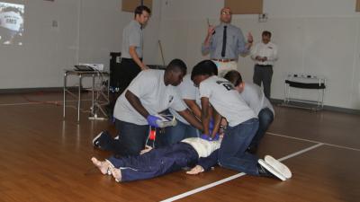 Wake County EMS teamed up with Wake Tech and NWCCA to help teach these high school students. 