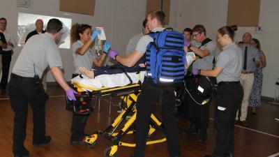 Wake County EMS teamed up with Wake Tech and NWCCA to help teach these high school students. 