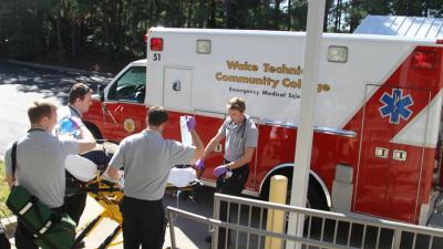 Wake County EMS teamed up with Wake Tech and NWCCA to help teach these high school students. 