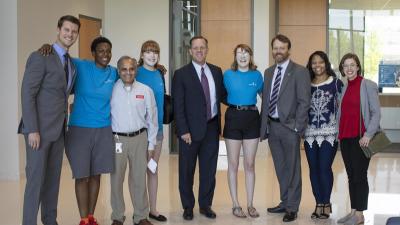 The lobby of the first building at Wake Tech’s RTP Campus will now be known as the Lenovo Grand Lobby.