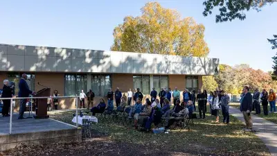 The Wake Tech Honor Guard presents the colors during a ceremony honoring military service members, veterans and their families.
