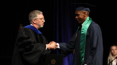 “Graduates, you and I share something in common today,” Wake Tech President Scott Ralls told the crowd. “This is our first time participating in a Wake Tech graduation.”