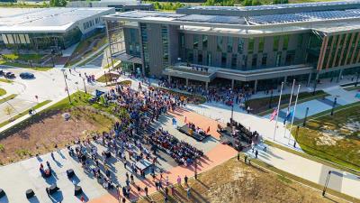 Wake Tech President Dr. Scott Ralls speaks during the opening ceremony for Wake Tech East.