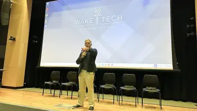 Wake Tech President Dr. Scott Ralls speaks at the state Department of Information Technology Innovation Day event.