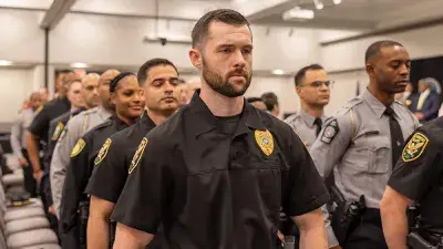 The Wake Tech color guard participates in the BLET graduation ceremony.
