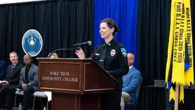 Fifteen cadets graduated from Wake Tech's Basic Law Enforcement Training Academy on May 20, 2025. (Court Johnson/Wake Tech)