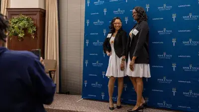 Judges listen to entrepreneurs pitch business ideas