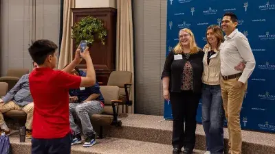 Judges listen to entrepreneurs pitch business ideas