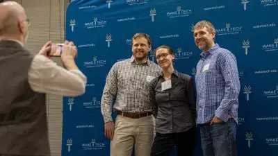 Judges listen to entrepreneurs pitch business ideas