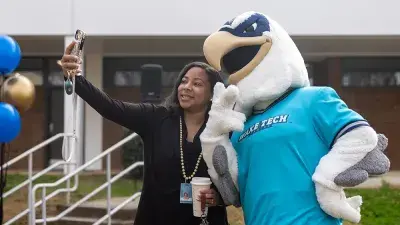 Wake Tech students and faculty attend a ceremony for the reopening of Building C on the Southern Wake Campus.