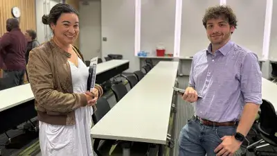 Wake Tech students and local business owners listen to a presentation during a cybersecurity workshop.