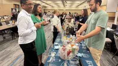 Dozens of entrepreneurs who graduated from the LaunchWakeCounty program showcased their products and services at an Alumni Vendor Expo at Wake Tech. (Michelle Fauver/Wake Tech)