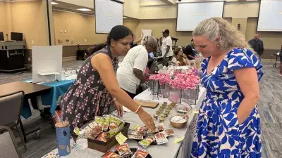 Dozens of entrepreneurs who graduated from the LaunchWakeCounty program showcased their products and services at an Alumni Vendor Expo at Wake Tech. (Michelle Fauver/Wake Tech)